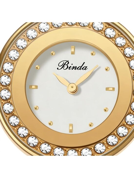 Binda Women\'s Gold Quartz Stainless Steel Bracelet Elegant Dial Round Watch main image 6